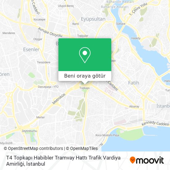 T4 Topkapı Habibler Tramvay Hattı Trafik Vardiya Amirliği harita