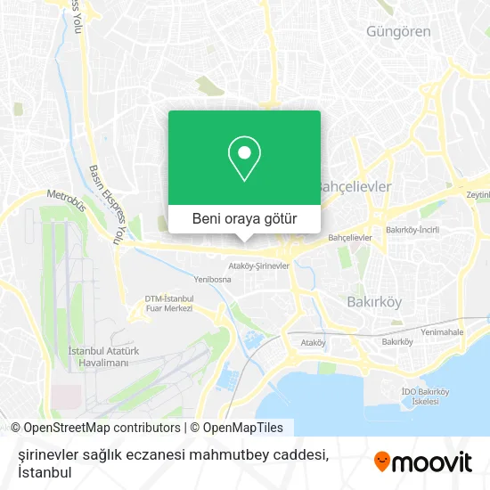 şirinevler sağlık eczanesi mahmutbey caddesi harita