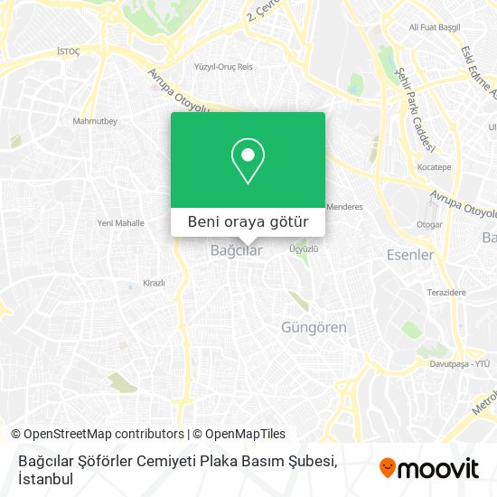 Bağcılar Şöförler Cemiyeti Plaka Basım Şubesi harita