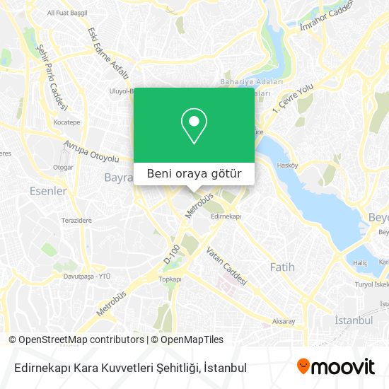 Edirnekapı Kara Kuvvetleri Şehitliği harita