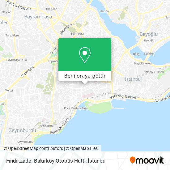 Fındıkzade- Bakırköy Otobüs Hattı harita