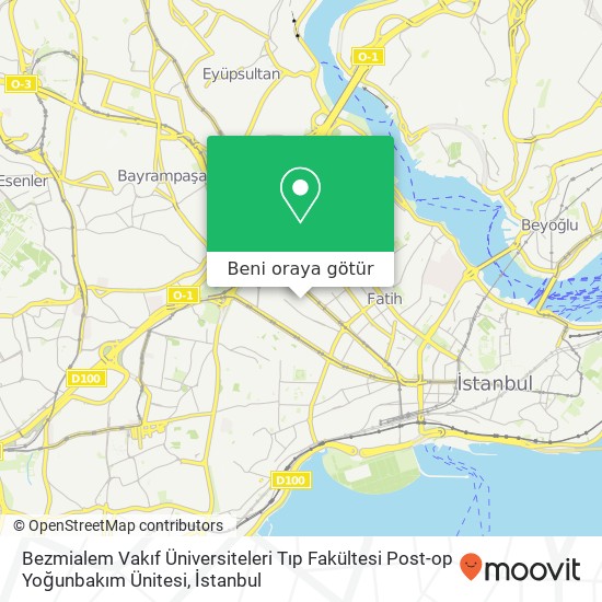 Bezmialem Vakıf Üniversiteleri Tıp Fakültesi Post-op Yoğunbakım Ünitesi harita