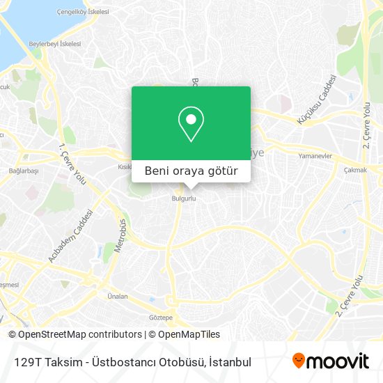 129T Taksim - Üstbostancı Otobüsü harita
