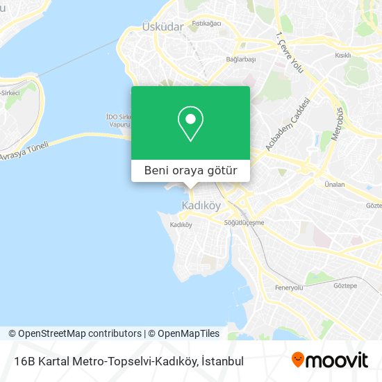 16B Kartal Metro-Topselvi-Kadıköy harita