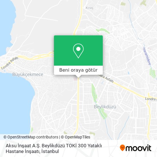 Aksu İnşaat A.Ş. Beylikdüzü TOKİ 300 Yataklı Hastane İnşaatı harita