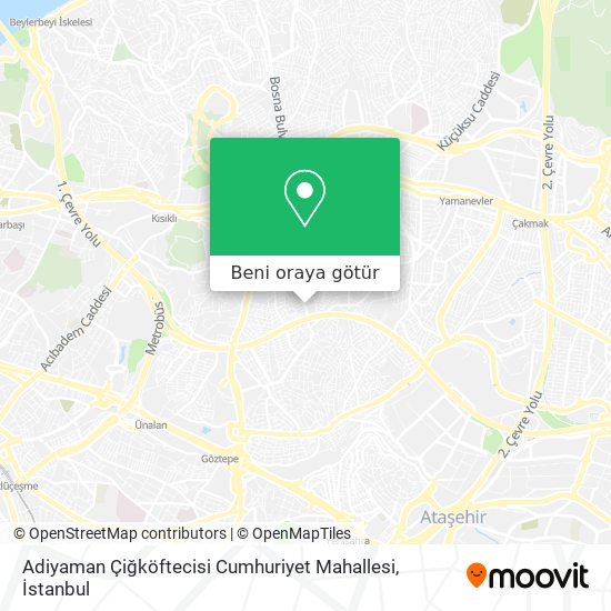 Adiyaman Çiğköftecisi Cumhuriyet Mahallesi harita