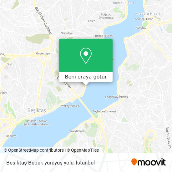 Beşiktaş Bebek  yürüyüş  yolu harita