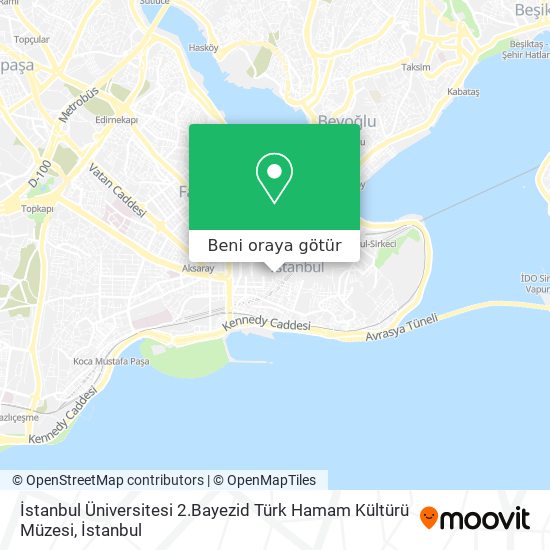 İstanbul Üniversitesi 2.Bayezid Türk Hamam Kültürü Müzesi harita