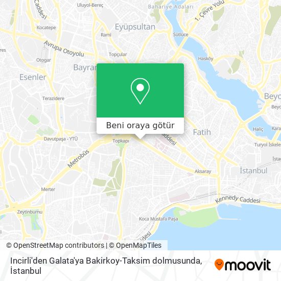 Incirli'den Galata'ya Bakirkoy-Taksim dolmusunda harita