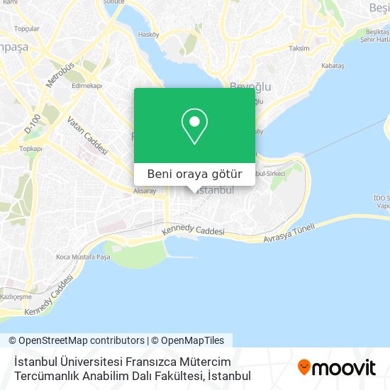 İstanbul Üniversitesi Fransızca Mütercim Tercümanlık Anabilim Dalı Fakültesi harita