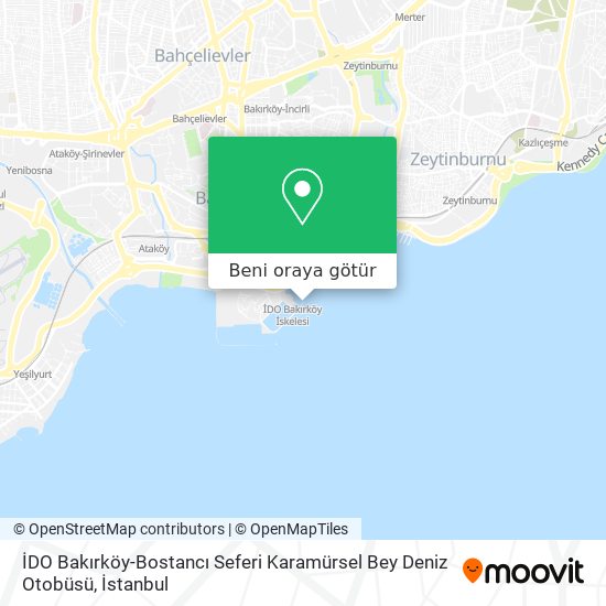 İDO Bakırköy-Bostancı Seferi Karamürsel Bey Deniz Otobüsü harita