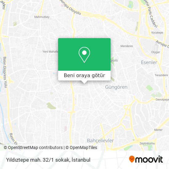 Yıldıztepe mah. 32/1 sokak harita