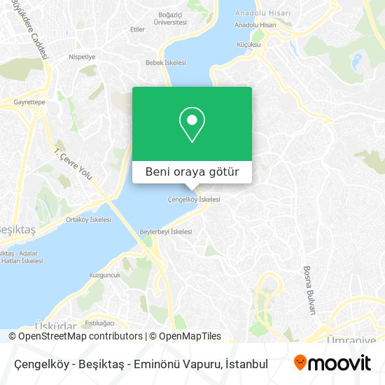 Çengelköy - Beşiktaş - Eminönü Vapuru harita