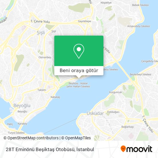 28T Eminönü Beşiktaş Otobüsü harita