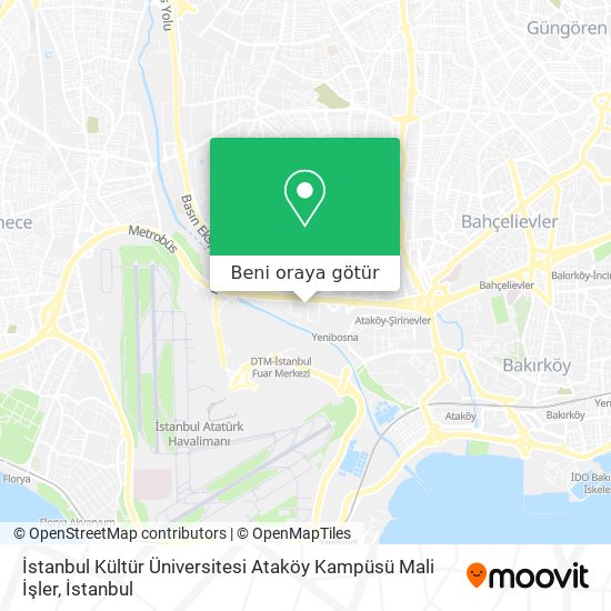 İstanbul Kültür Üniversitesi Ataköy Kampüsü Mali İşler harita