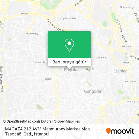 MAĞAZA 212 AVM Mahmutbey Merkez Mah. Taşocağı Cad. harita
