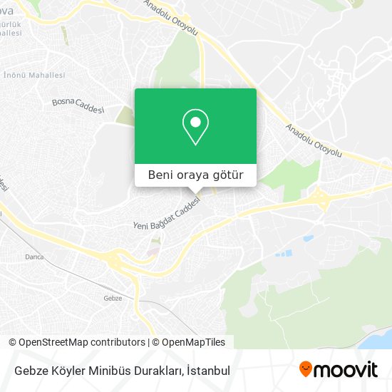Gebze Köyler Minibüs Durakları harita