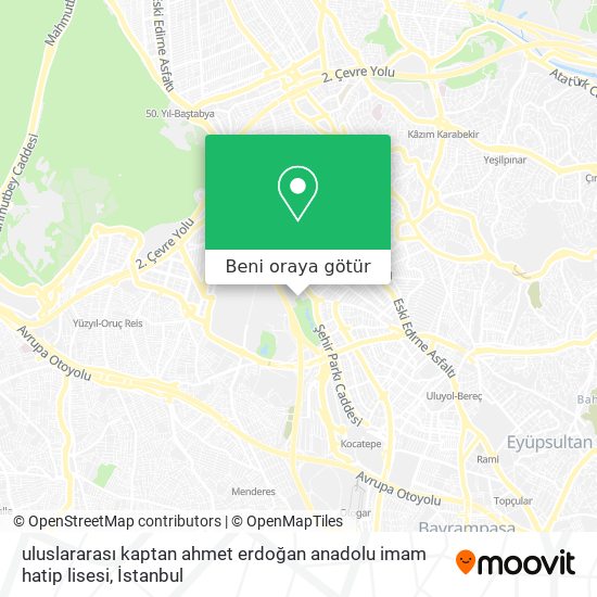 uluslararası kaptan ahmet erdoğan anadolu imam hatip lisesi harita