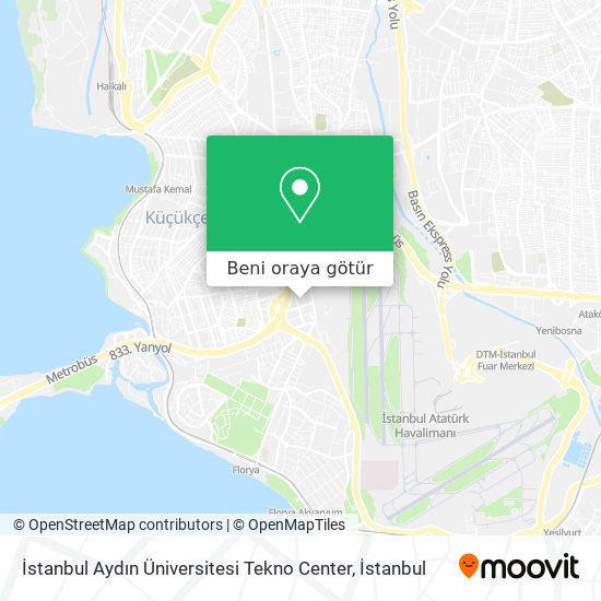 İstanbul Aydın Üniversitesi Tekno Center harita