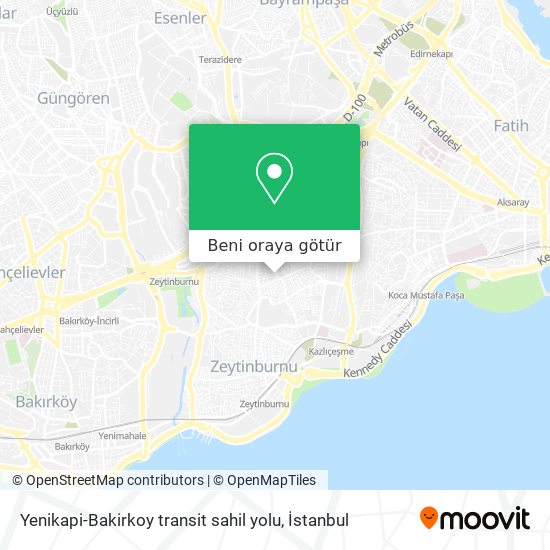 Yenikapi-Bakirkoy transit sahil yolu harita