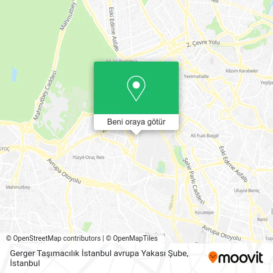 Gerger Taşımacılık İstanbul avrupa Yakası Şube harita