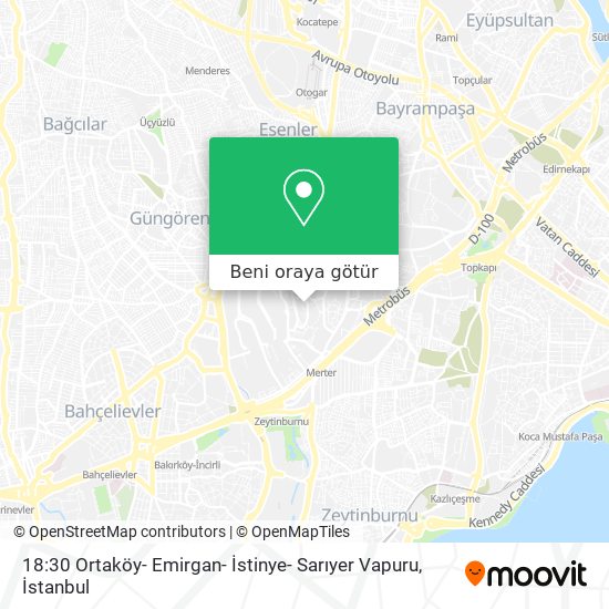 18:30 Ortaköy- Emirgan- İstinye- Sarıyer Vapuru harita