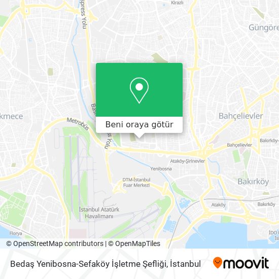 Bedaş Yenibosna-Sefaköy İşletme Şefliği harita