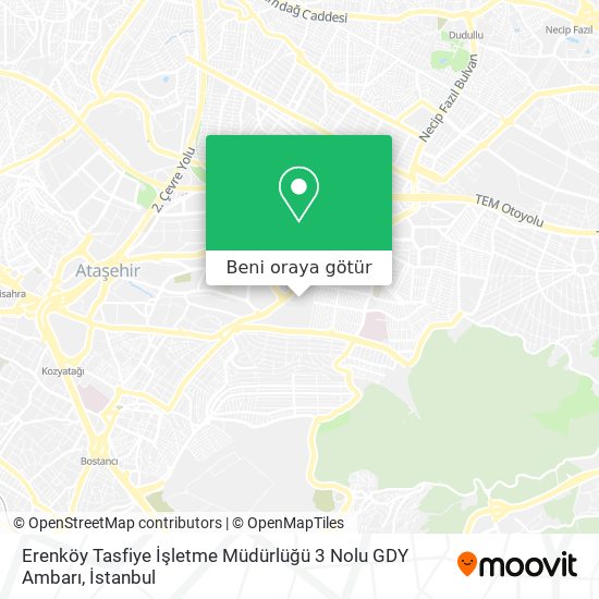 Erenköy Tasfiye İşletme Müdürlüğü 3 Nolu GDY Ambarı harita