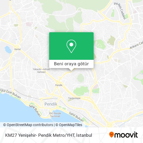 KM27 Yenişehir- Pendik Metro / YHT harita