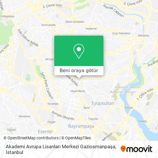 Akademi Avrupa Lisanları Merkezi Gaziosmanpaşa harita