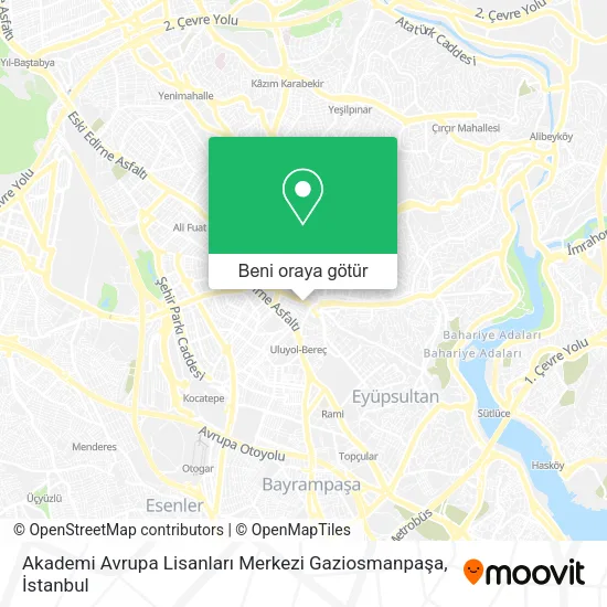 Akademi Avrupa Lisanları Merkezi Gaziosmanpaşa harita