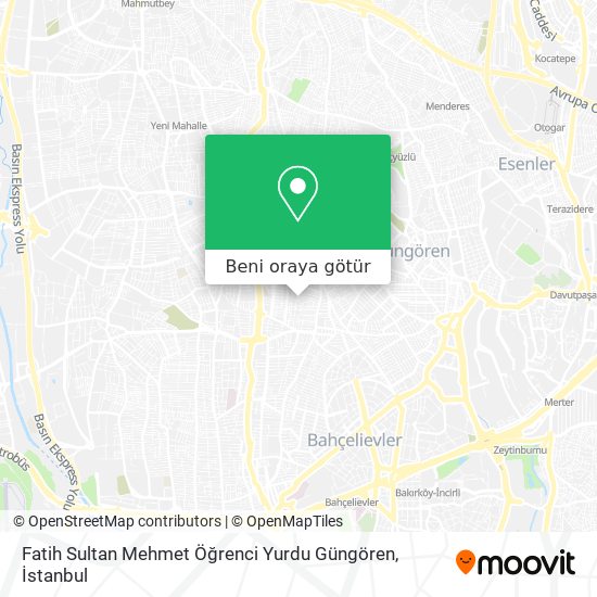 Fatih Sultan Mehmet Öğrenci Yurdu Güngören harita