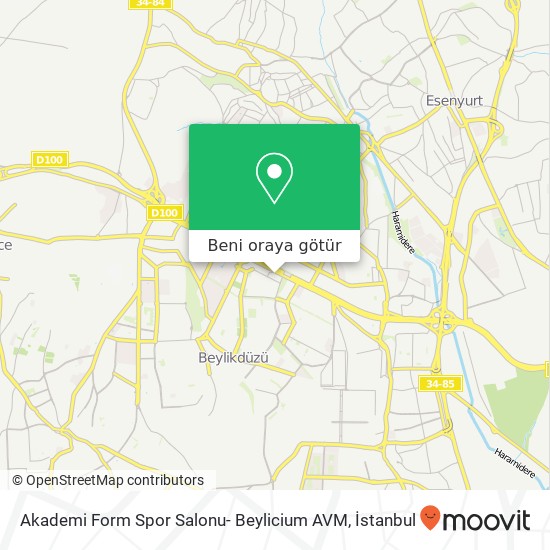 Akademi Form Spor Salonu- Beylicium AVM harita