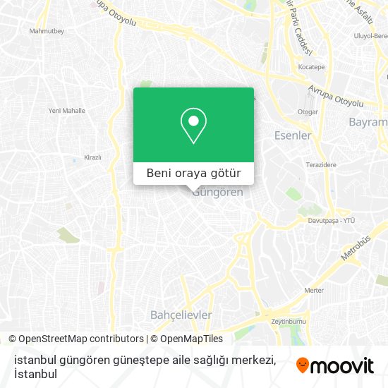 istanbul güngören güneştepe aile sağlığı merkezi harita