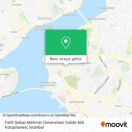 Fatih Sultan Mehmet Üniversitesi Valide Atik Kütüphanesi harita