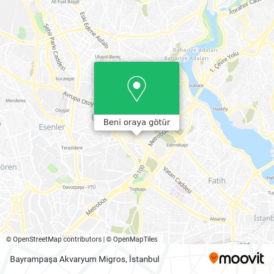 Bayrampaşa Akvaryum Migros harita