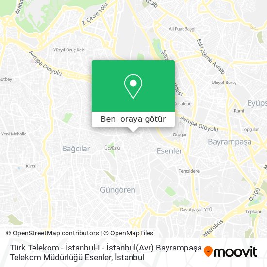 Türk Telekom - İstanbul-I - İstanbul(Avr) Bayrampaşa Telekom Müdürlüğü Esenler harita