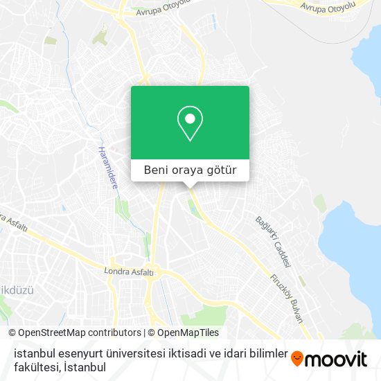 istanbul esenyurt üniversitesi iktisadi ve idari bilimler fakültesi harita