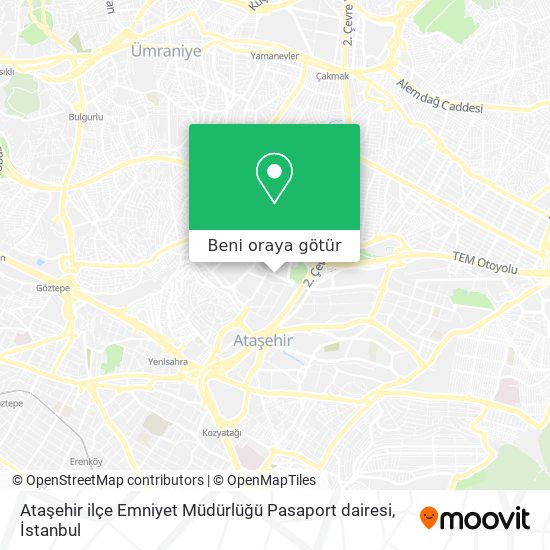 Ataşehir ilçe Emniyet Müdürlüğü Pasaport dairesi harita