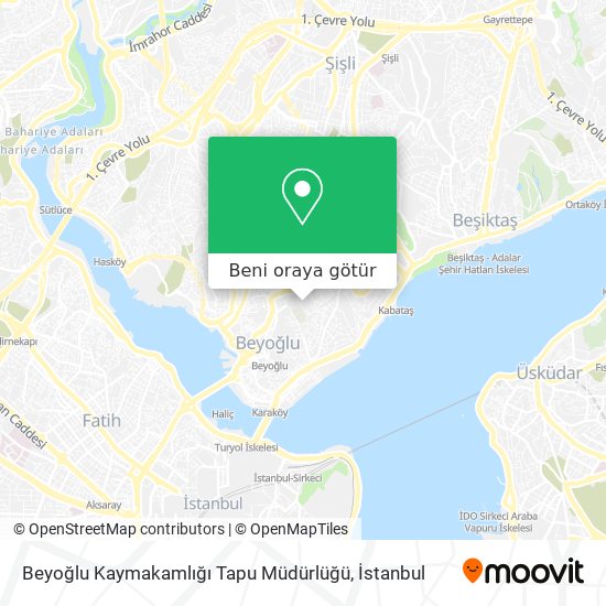 Beyoğlu Kaymakamlığı Tapu Müdürlüğü harita