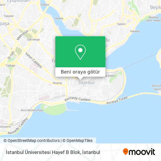 İstanbul Üniversitesi Hayef  B Blok harita