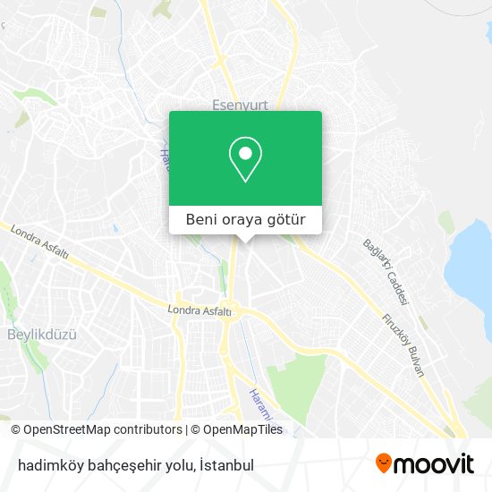 hadimköy bahçeşehir yolu harita