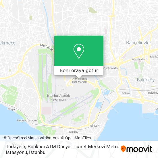 Türkiye İş Bankası ATM Dünya Ticaret Merkezi Metro İstasyonu harita