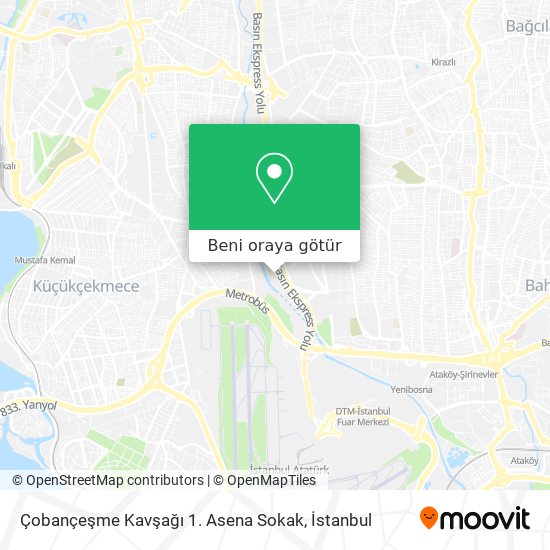 Çobançeşme Kavşağı 1. Asena Sokak harita