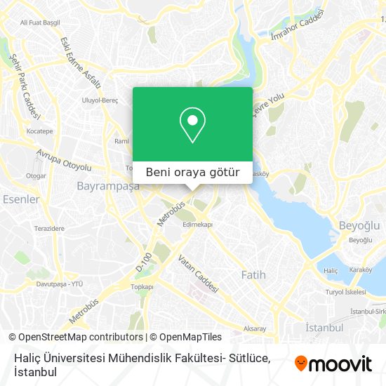 Haliç Üniversitesi Mühendislik Fakültesi- Sütlüce harita