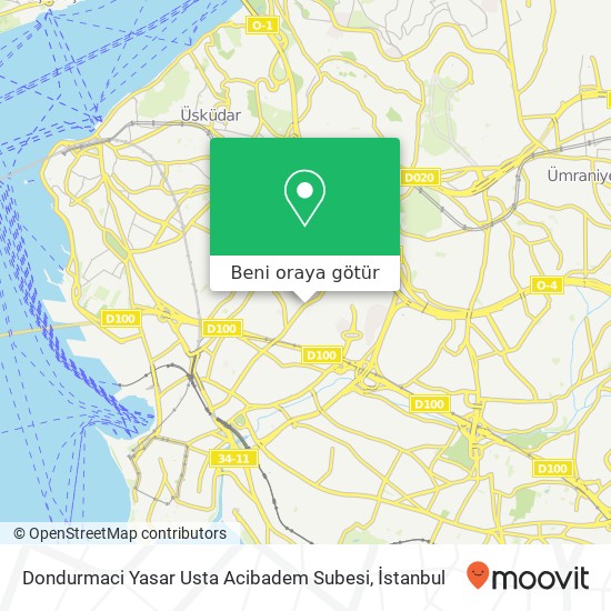 Dondurmaci Yasar Usta Acibadem Subesi harita