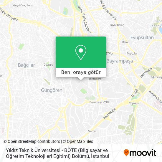 Yıldız Teknik Üniversitesi - BÖTE (Bilgisayar ve Öğretim Teknolojileri Eğitimi) Bölümü harita