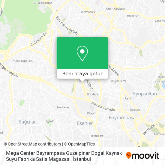 Mega Center Bayrampasa Guzelpinar Dogal Kaynak Suyu Fabrika Satis Magazasi harita