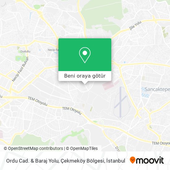 Ordu Cad. & Baraj Yolu, Çekmeköy Bölgesi harita