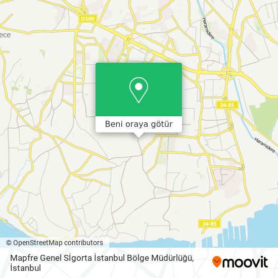 Mapfre Genel Sİgorta İstanbul Bölge Müdürlüğü harita
